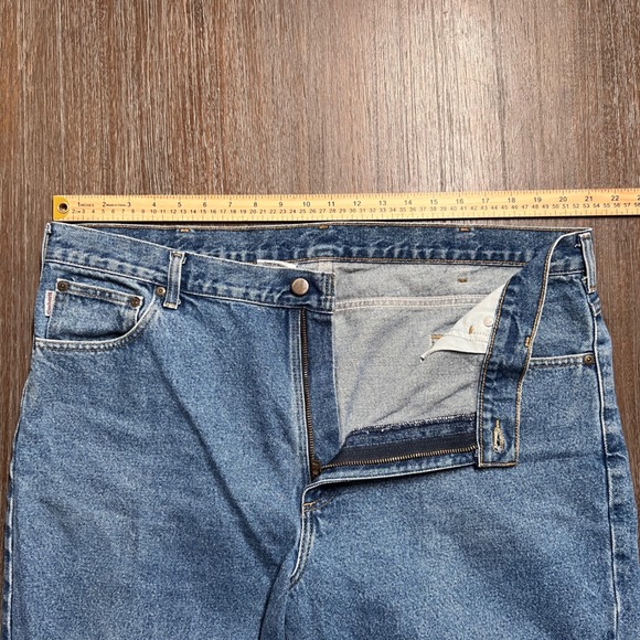 Carhartt Mens Jeans B180 BST‎ Straight Fit Blue Denim Work Pants Size 42x30 - Picture 7 of 9